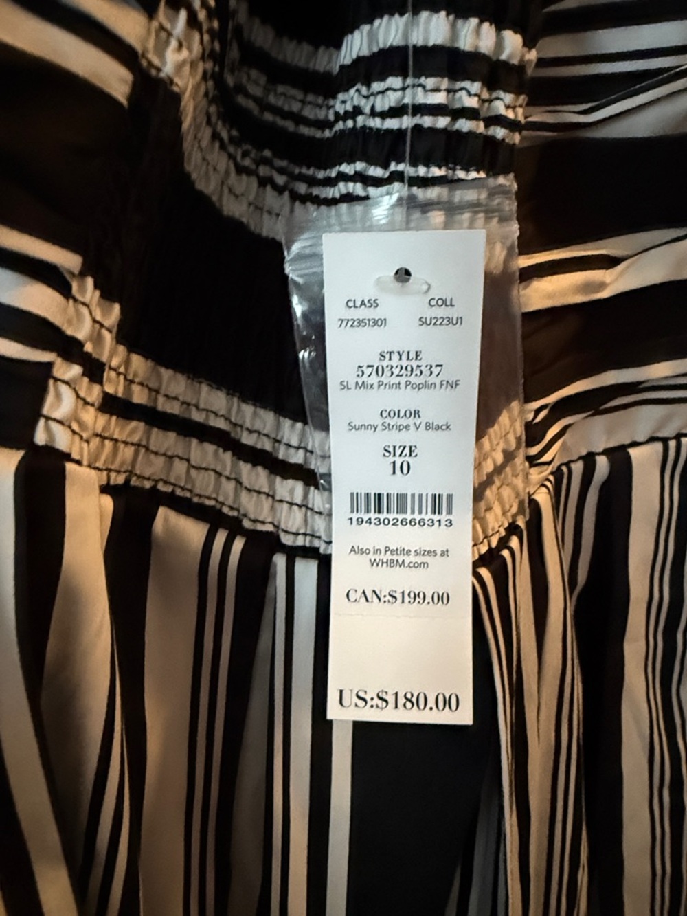 White House Black Market Black and White Striped & Floral Midi Dress - Picture 3 of 3